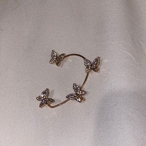 Gold butterfly ear huggy